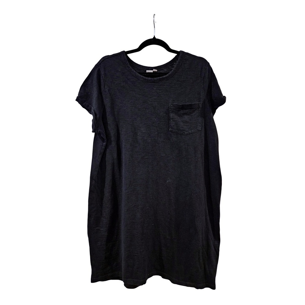 Gap Womens T-Shirt Shift Dress Black Short Sleeve Pocket Minimalist Size Large
